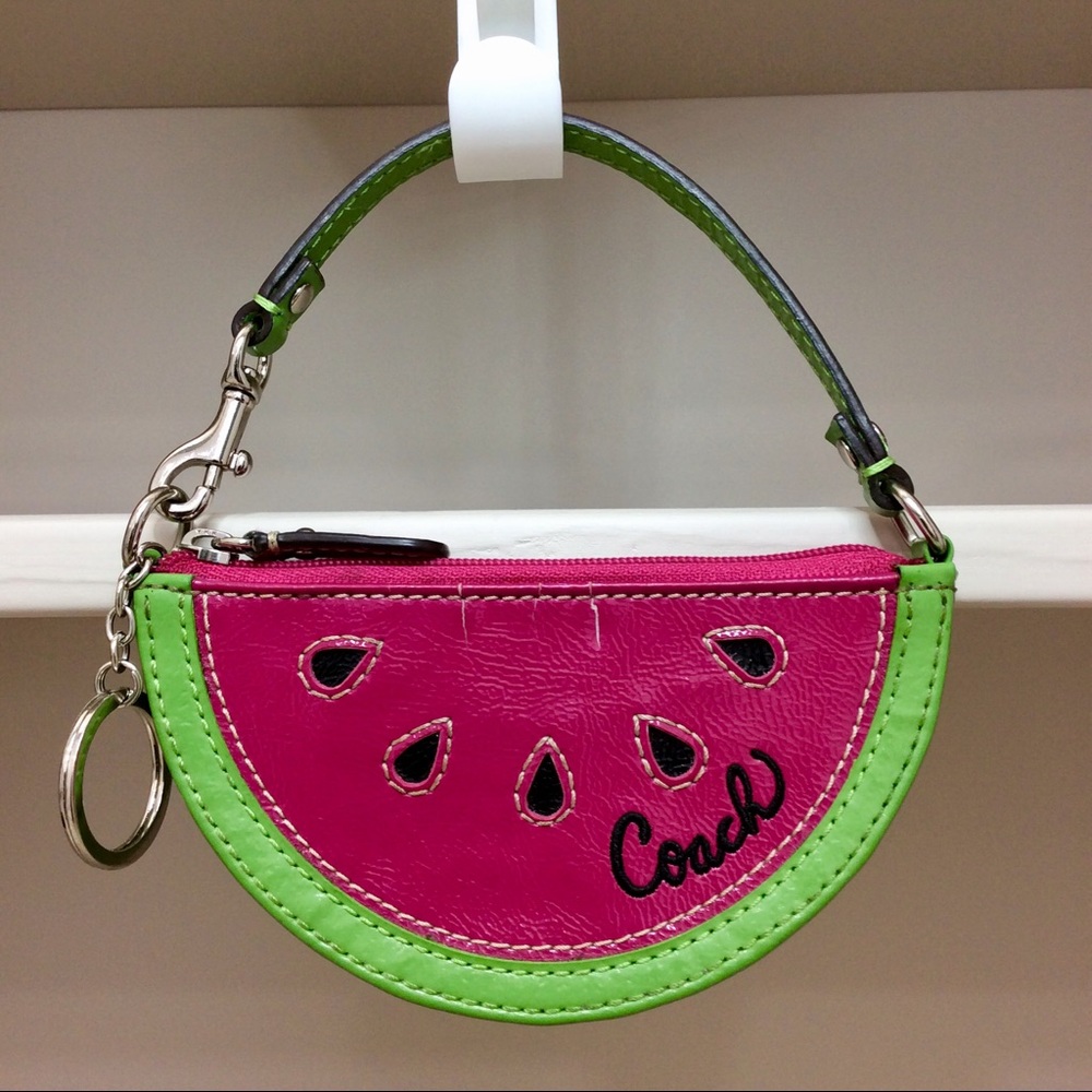 Coach Vintage Watermelon Coin Pouch Pink Green Patent Leather Y2K